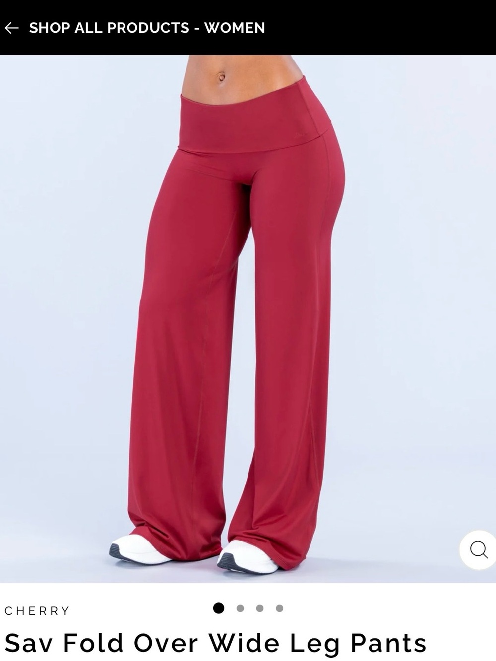 Wide Leg Fold-Over Pants in Cherry - Women